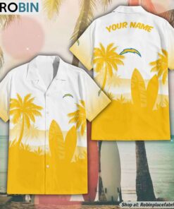 NFL Los Angeles Chargers Summer Coconut Tree Pattern Aloha Shirt