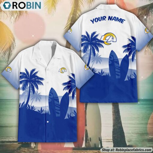 NFL Los Angeles Rams Summer Coconut Tree Pattern Aloha Shirt