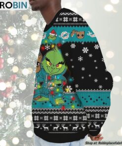 NFL Miami Dolphins Baby Groot And Grinch Best Friends Ugly Christmas Sweatshirt & Sweater
