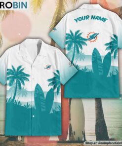 NFL Miami Dolphins Summer Coconut Tree Pattern Aloha Shirt