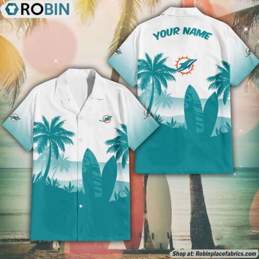 NFL Miami Dolphins Summer Coconut Tree Pattern Aloha Shirt