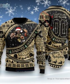 NFL New Orleans Saints Mascot Woolen Christmas Full Print Sweater and Sweatshirt