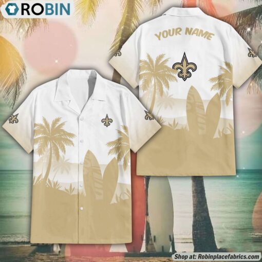 NFL New Orleans Saints Summer Coconut Tree Pattern Aloha Shirt