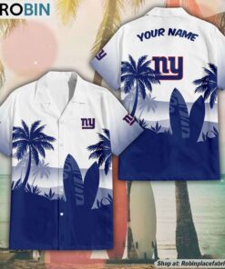 NFL New York Giants Summer Coconut Tree Pattern Aloha Shirt