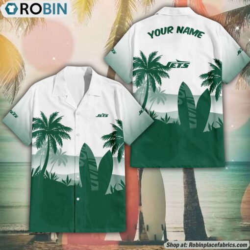 NFL New York Jets Summer Coconut Tree Pattern Aloha Shirt