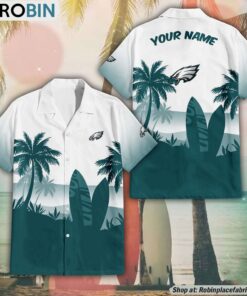 NFL Philadelphia Eagles Summer Coconut Tree Pattern Aloha Shirt NFL Philadelphia Eagles Summer Coconut Tree Pattern Aloha Shirt