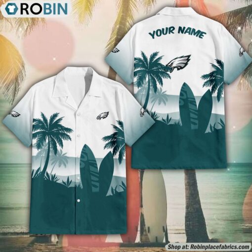 NFL Philadelphia Eagles Summer Coconut Tree Pattern Aloha Shirt