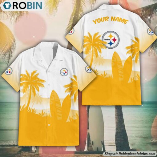 NFL Pittsburgh Steelers Summer Coconut Tree Pattern Hawaiian Shirt