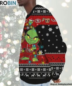 NFL San Francisco 49ers Baby Groot And Grinch Best Friends Ugly Christmas Sweatshirt & Sweater