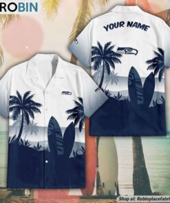 NFL Seattle Seahawks Summer Coconut Tree Pattern Hawaiian Shirt