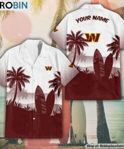 NFL Washington Commanders Summer Coconut Tree Pattern Aloha Shirt