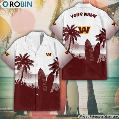 NFL Washington Commanders Summer Coconut Tree Pattern Aloha Shirt