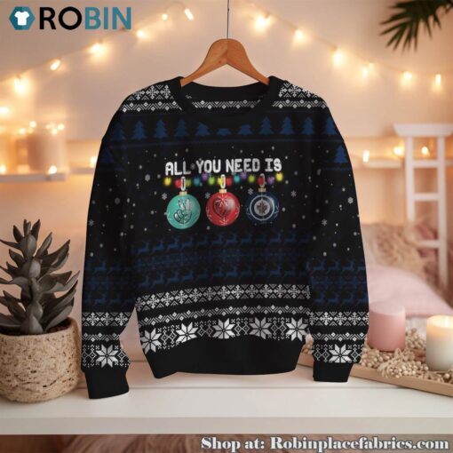 NHL All You Need Is Peace Love And Winnipeg Jets Ugly Christmas Sweatshirt, Sweater