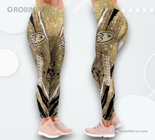 NHL Anaheim Ducks Flower High Waisted Leggings For Women, Ducks Merch