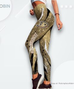 NHL Anaheim Ducks Flower High Waisted Leggings For Women, Ducks Merch