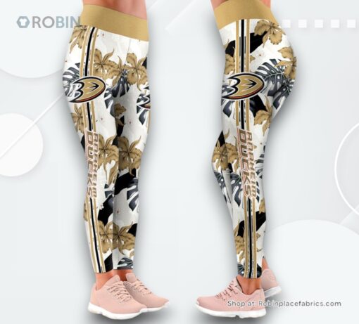 NHL Anaheim Ducks Flower Leggings For Women, Ducks Gifts for Fans