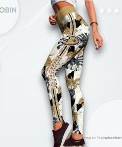 NHL Anaheim Ducks Flower Leggings For Women, Ducks Gifts for Fans
