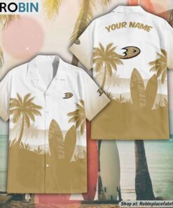 NHL Anaheim Ducks Summer Coconut Tree Pattern Aloha Shirt