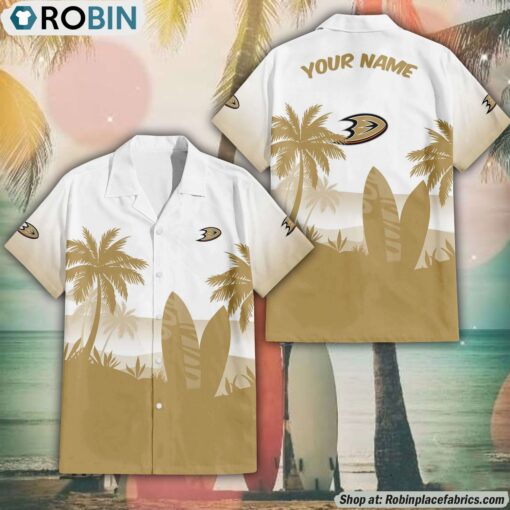 NHL Anaheim Ducks Summer Coconut Tree Pattern Aloha Shirt
