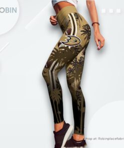 NHL Anaheim Ducks Summer Flower High Waisted Leggings For Women, Ducks Unique Gifts