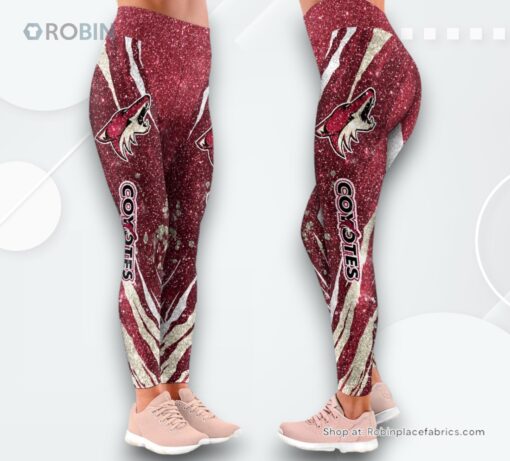 NHL Arizona Coyotes Flower High Waisted Leggings For Women, Arizona Coyotes Merch
