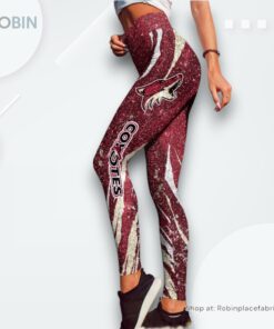 NHL Arizona Coyotes Flower High Waisted Leggings For Women, Arizona Coyotes Merch NHL Arizona Coyotes Flower High Waisted Leggings For Women, Arizona Coyotes Merch