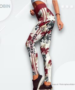 NHL Arizona Coyotes Flower Leggings For Women, Coyotes Gifts NHL Arizona Coyotes Flower Leggings For Women, Coyotes Gifts