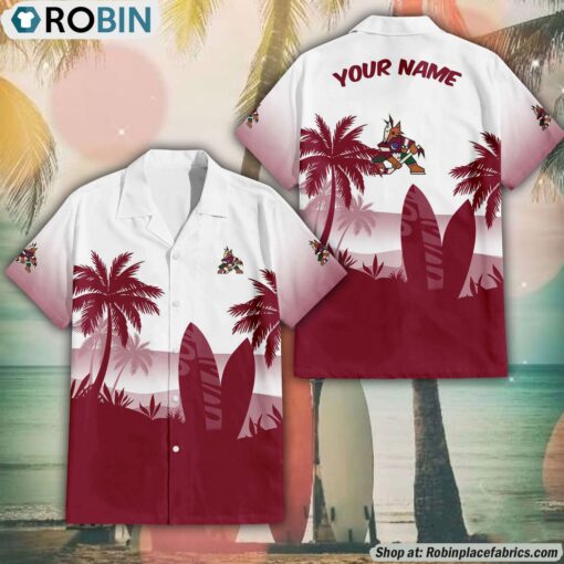 NHL Arizona Coyotes Summer Coconut Tree Pattern Aloha Shirt