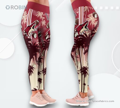 NHL Arizona Coyotes Summer Flower High Waisted Leggings For Women, Coyotes Gifts
