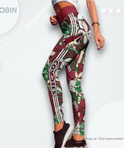 NHL Arizona Coyotes Summer Flower Pattern High Waisted Leggings For Women, Coyotes Gifts