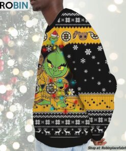 NHL Boston Bruins Baby Groot And Grinch Best Friends Ugly Christmas Sweatshirt & Sweater
