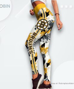 NHL Boston Bruins Flower Leggings For Women, Boston Bruins Merchandise