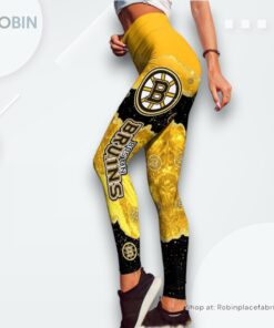 NHL Boston Bruins Summer Flower Leggings For Women, Bruins Gifts