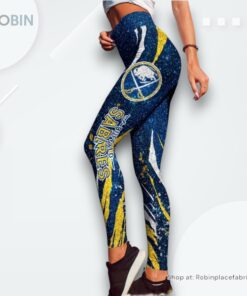 NHL Buffalo Sabres Flower High Waisted Leggings For Women, Buffalo Sabres Gifts