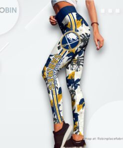 NHL Buffalo Sabres Flower Leggings For Women, Buffalo Sabres Gifts