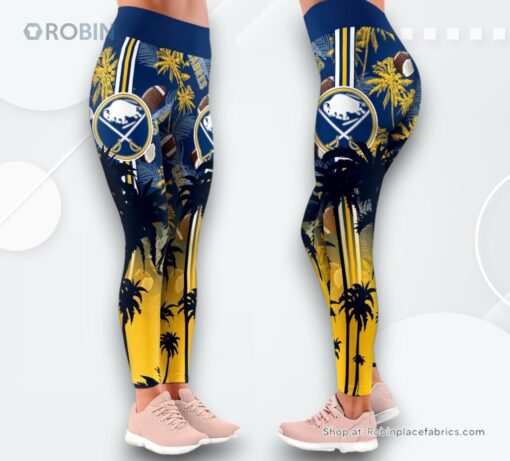 NHL Buffalo Sabres Summer Flower High Waisted Leggings For Women, Buffalo Sabres Team Gifts