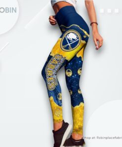 NHL Buffalo Sabres Summer Flower Leggings For Women, Buffalo Sabres Merchandise