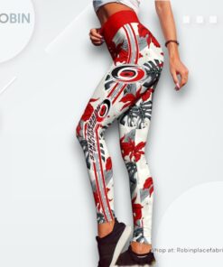 NHL Carolina Hurricanes Flower Leggings For Women, Hurricanes Team Gifts NHL Carolina Hurricanes Flower Leggings For Women, Hurricanes Team Gifts