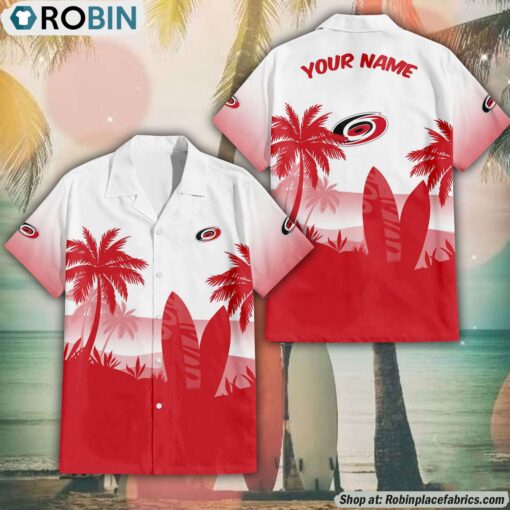 NHL Carolina Hurricanes Summer Coconut Tree Pattern Aloha Shirt