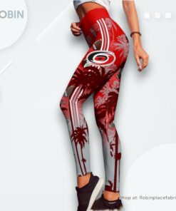 NHL Carolina Hurricanes Summer Flower High Waisted Leggings For Women, Carolina Hurricanes Merchandise NHL Carolina Hurricanes Summer Flower High Waisted Leggings For Women, Carolina Hurricanes Merchandise
