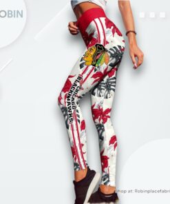 NHL Chicago Blackhawks Flower Leggings For Women, Chicago Blackhawks Gear NHL Chicago Blackhawks Flower Leggings For Women, Chicago Blackhawks Gear