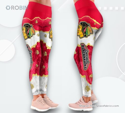 NHL Chicago Blackhawks Summer Flower Leggings For Women, Blackhawks Gifts