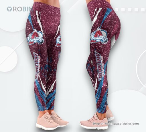 NHL Colorado Avalanche Flower High Waisted Leggings For Women, Avalanche Gifts for Fans
