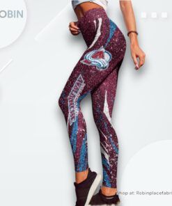 NHL Colorado Avalanche Flower High Waisted Leggings For Women, Avalanche Gifts for Fans NHL Colorado Avalanche Flower High Waisted Leggings For Women, Avalanche Gifts for Fans