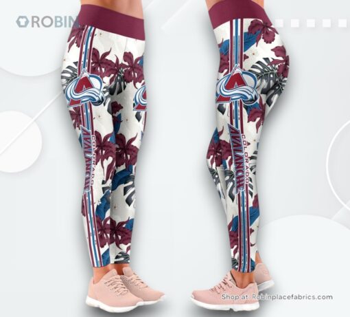 NHL Colorado Avalanche Flower Leggings For Women, Colorado Avalanche Merchandise