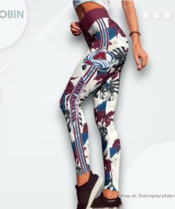 NHL Colorado Avalanche Flower Leggings For Women, Colorado Avalanche Merchandise NHL Colorado Avalanche Flower Leggings For Women, Colorado Avalanche Merchandise