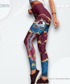 NHL Colorado Avalanche Summer Flower Leggings For Women, Avalanche Team Gifts NHL Colorado Avalanche Summer Flower Leggings For Women, Avalanche Team Gifts