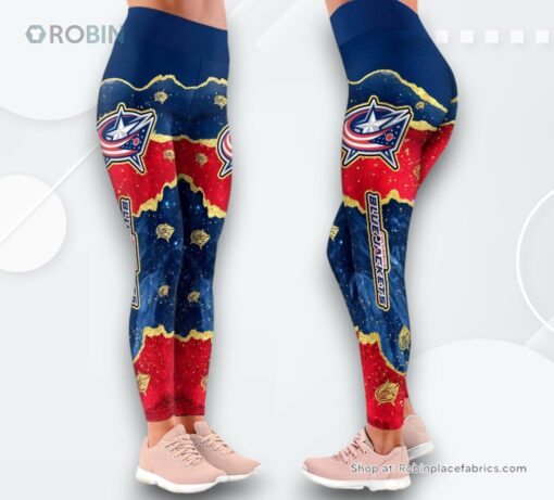 NHL Columbus Blue Jackets Summer Flower Leggings For Women, Blue Jackets Gifts