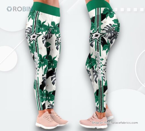 NHL Dallas Stars Flower Leggings For Women, Stars Merch