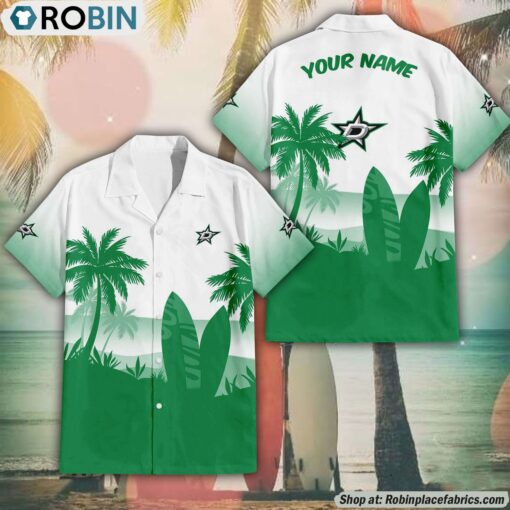 NHL Dallas Stars Summer Coconut Tree Pattern Aloha Shirt